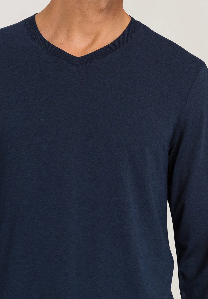 Casuals L/SLV Shirt V-Neck | deep navy 075036-071610