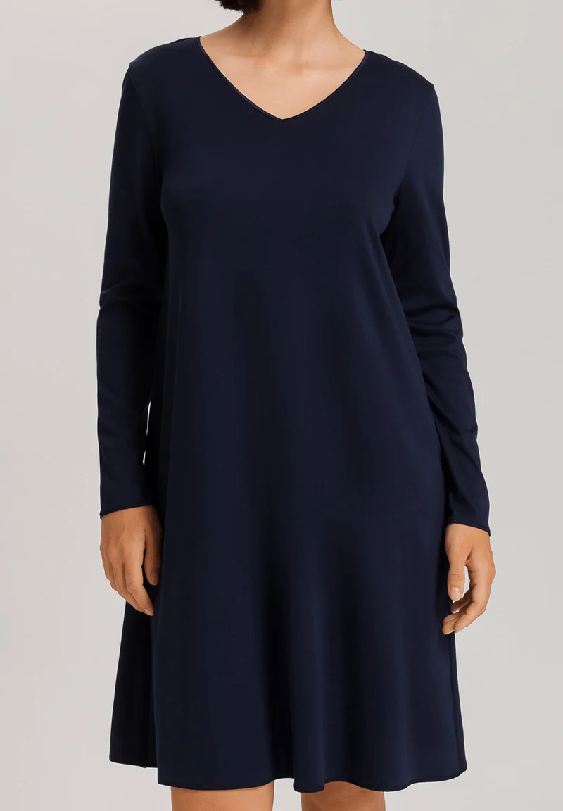 Cotton Silk L/SLV Nightdress 100cm | deep navy 074815-071610