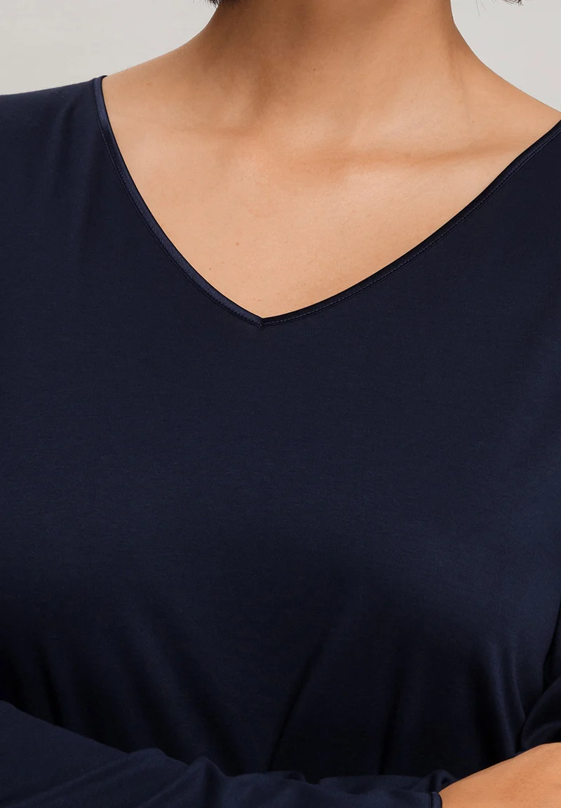 Cotton Silk L/SLV Nightdress 100cm | deep navy 074815-071610