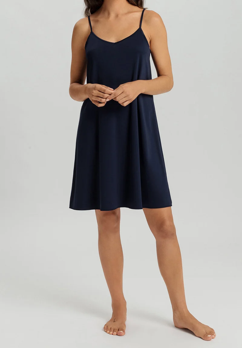 Cotton Silk Spaghetti Dress 95cm | deep navy 074813-071610