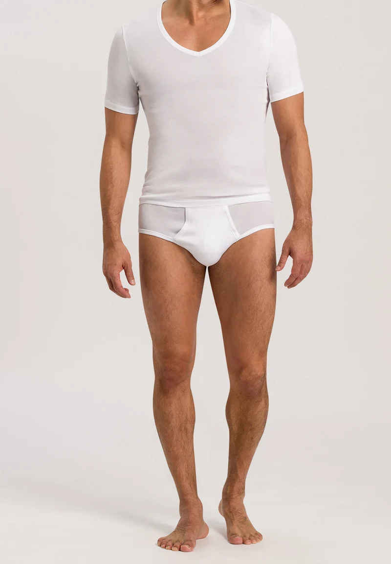 Cotton Pure S/SLV Shirt V-Neck | white 073665-070101