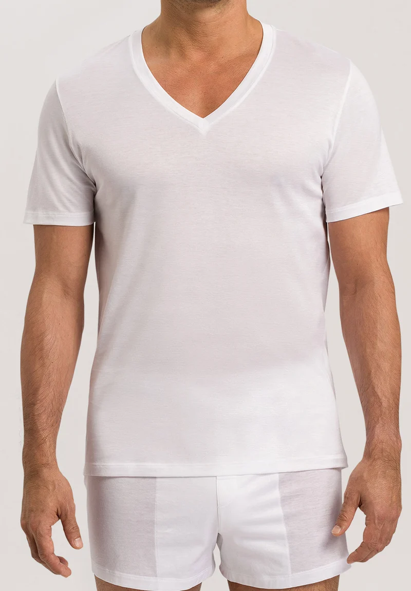 Cotton Sporty S/SLV Shirt V-Neck | white 073510-070101
