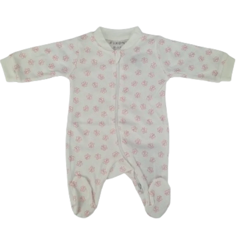 Fixoni Jumpsuit/Nachthemd mit Füßen – New Nadja – Butterfly – Weiß
