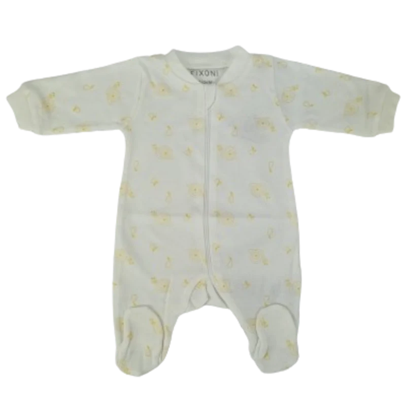 Fixoni Jumpsuit/Nachthemd mit Füßen – Neu Nadja – Schnecke – Weiß
