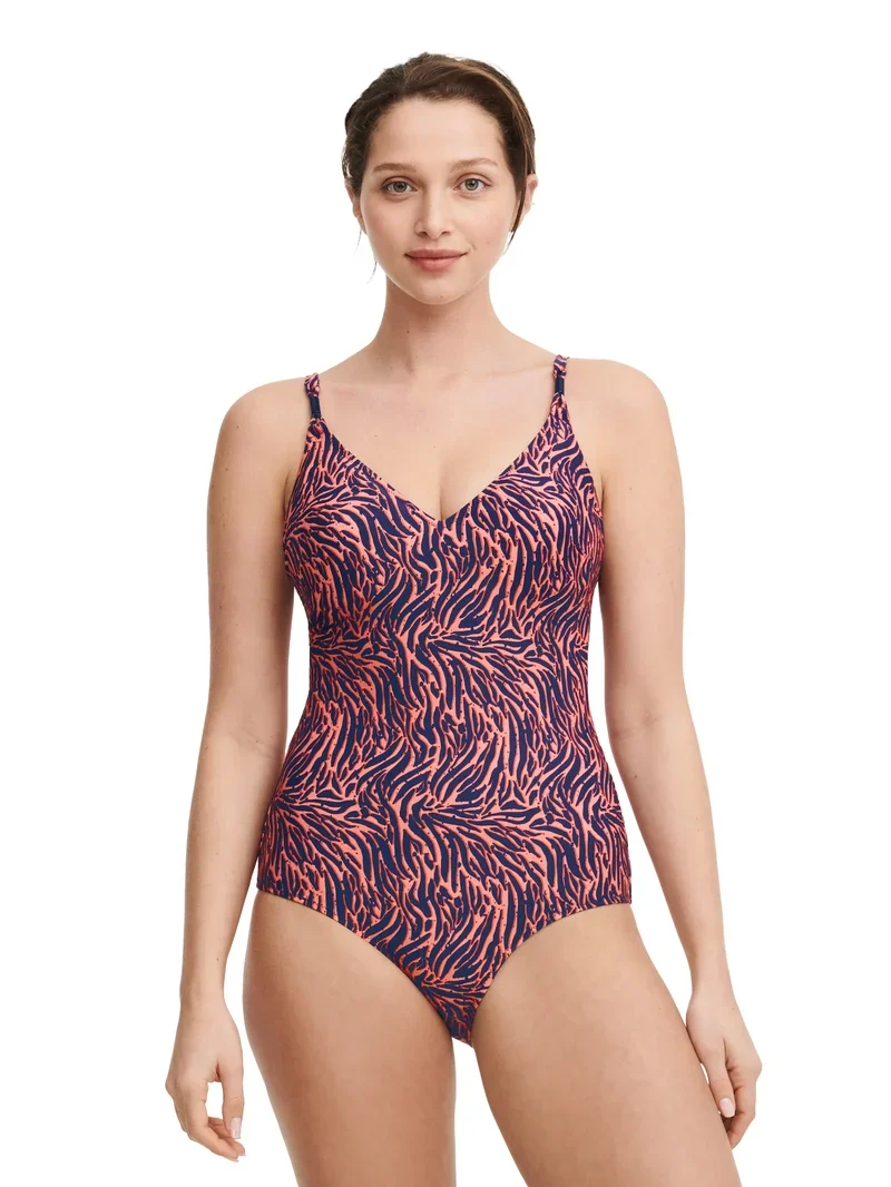 Femilet Swimwear - Tidra Wirefree Plunge T-Shirt Badeanzug Zebra