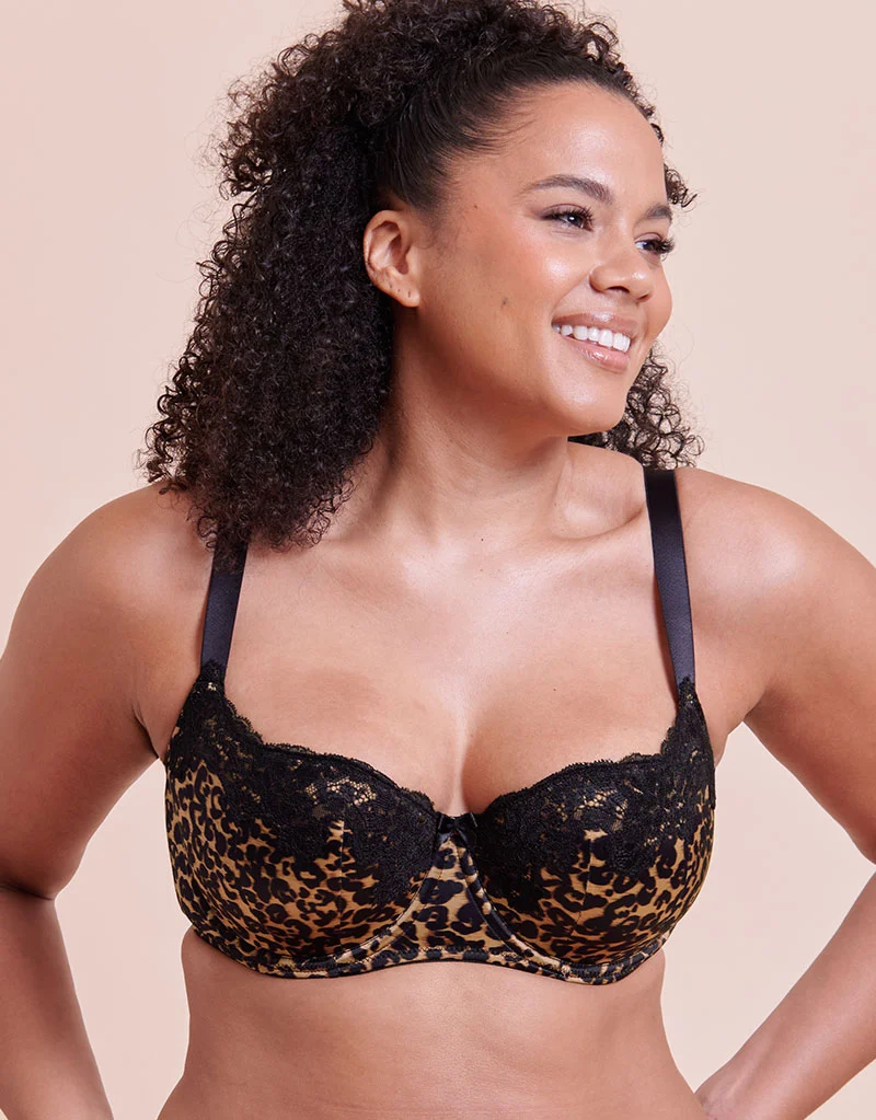 Curvy Kate Boost Lace Padded Balcony Bra Leopard Print