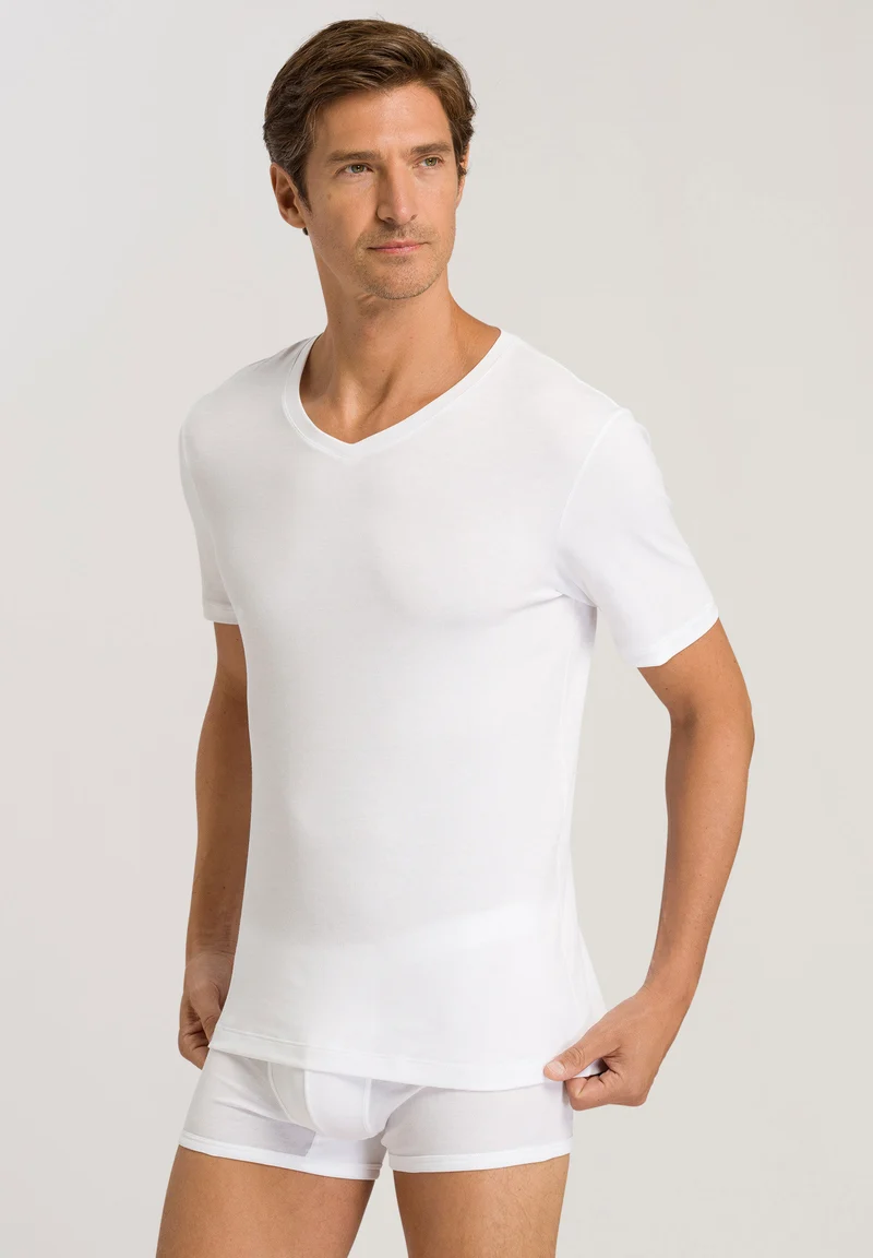 Sea Island Cotton S/SLV Shirt V-Neck | white 073173-070101