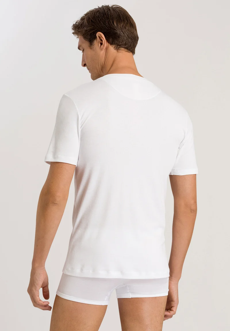 Sea Island Cotton S/SLV Shirt V-Neck | white 073173-070101