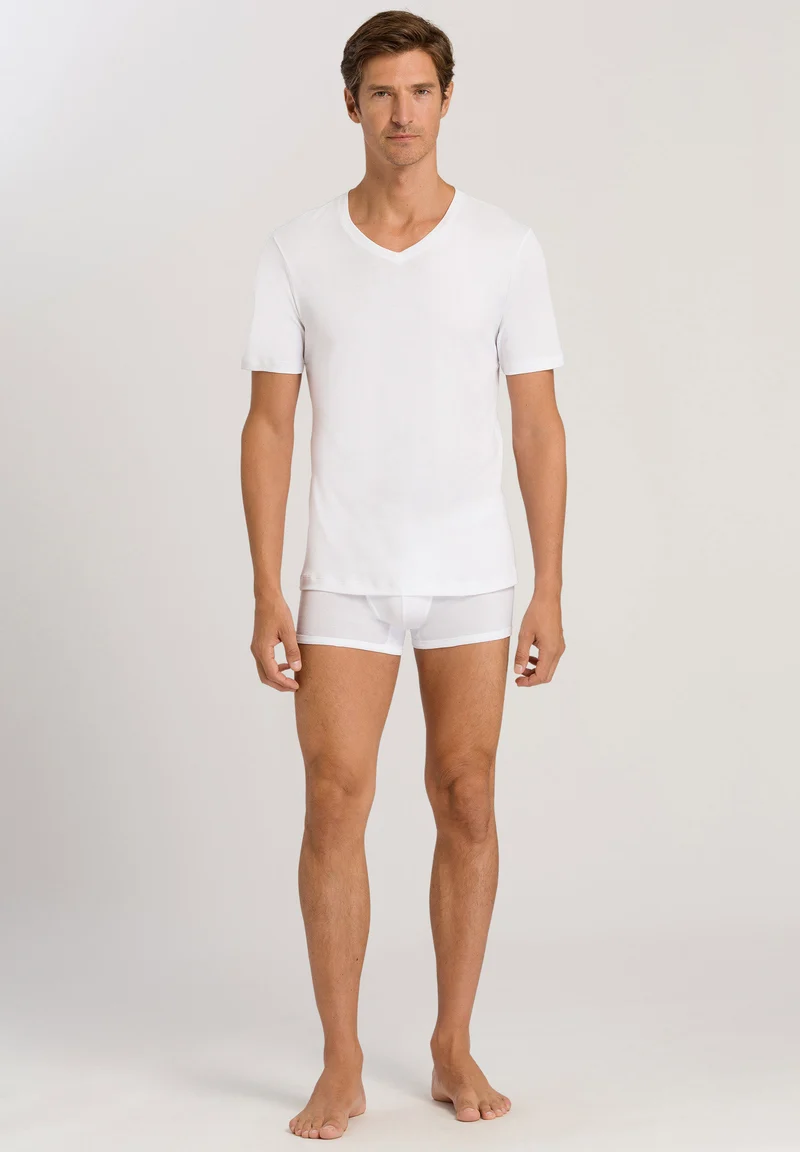 Sea Island Cotton S/SLV Shirt V-Neck | white 073173-070101