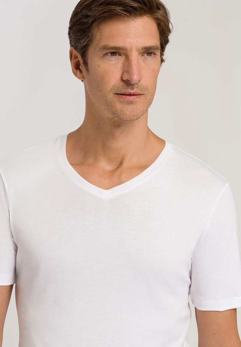 Sea Island Cotton S/SLV Shirt V-Neck | white 073173-070101