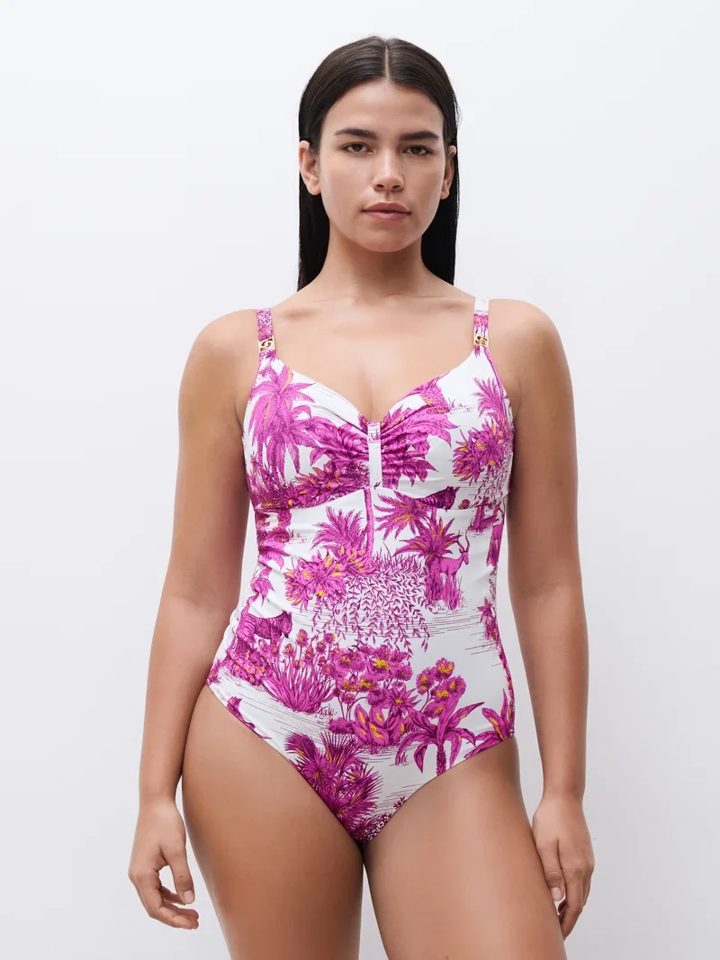Chantelle Swimwear – Sauvage – Bedeckender Bügel-Badeanzug „White Jungle“