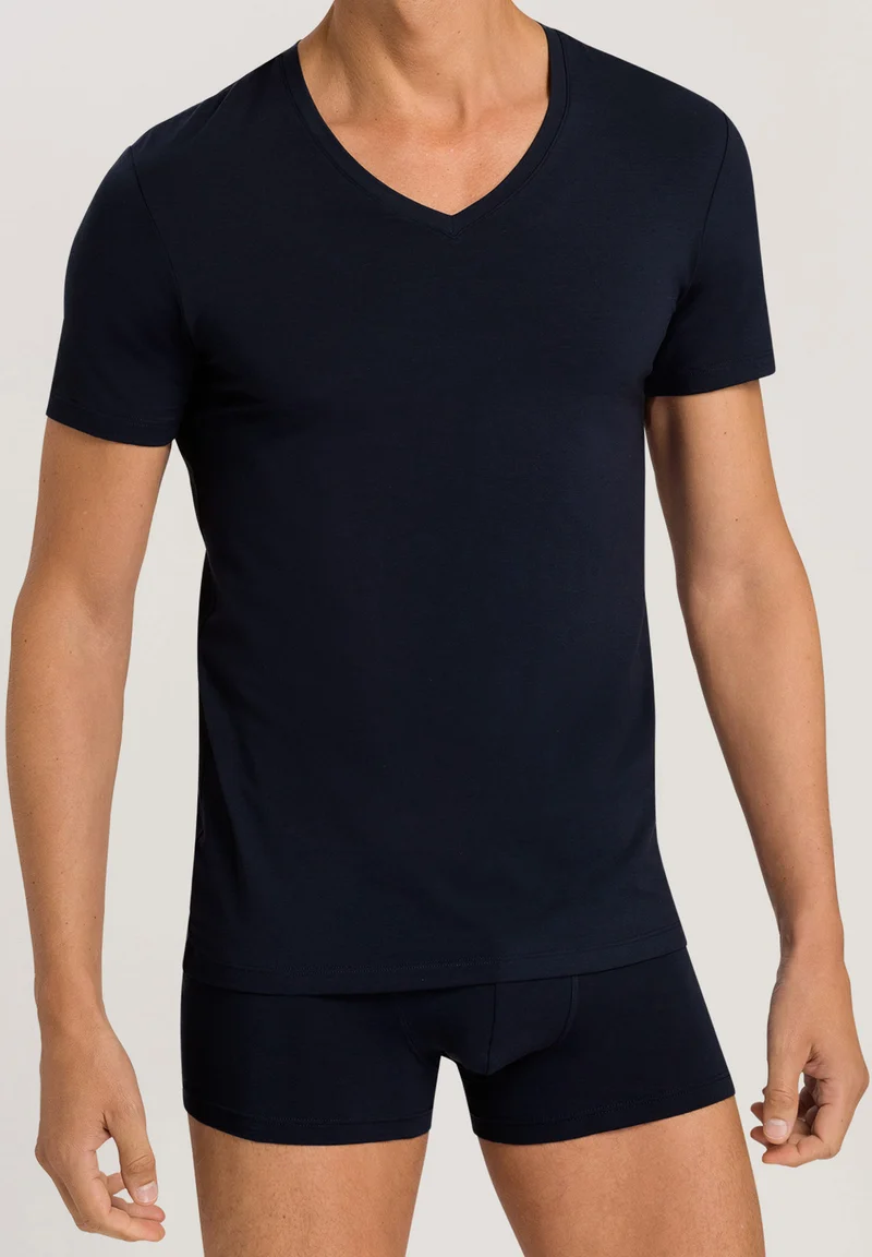 Cotton Superior S/SLV Shirt V-Neck | midnight navy 073089-070593