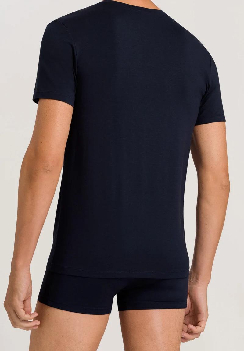 Cotton Superior S/SLV Shirt V-Neck | midnight navy 073089-070593
