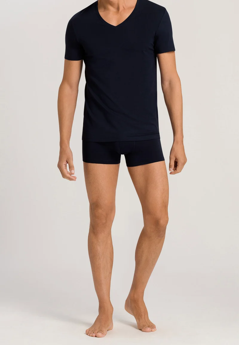 Cotton Superior S/SLV Shirt V-Neck | midnight navy 073089-070593