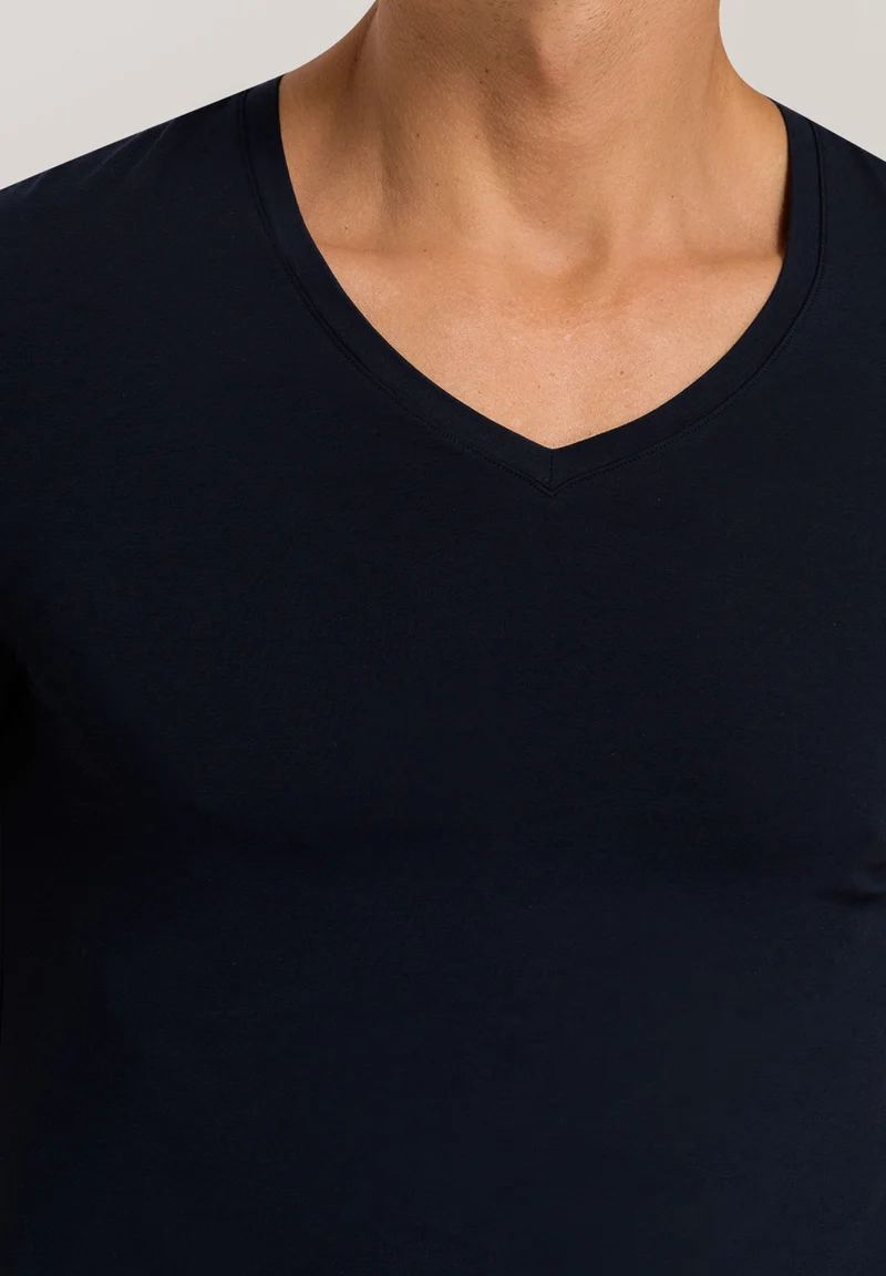 Cotton Superior S/SLV Shirt V-Neck | midnight navy 073089-070593