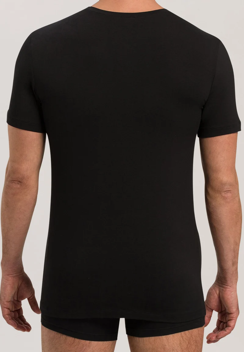 Cotton Superior S/SLV Shirt V-Neck | black 073089-070199