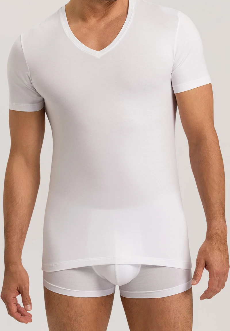 Cotton Superior S/SLV Shirt V-Neck | white 073089-070101