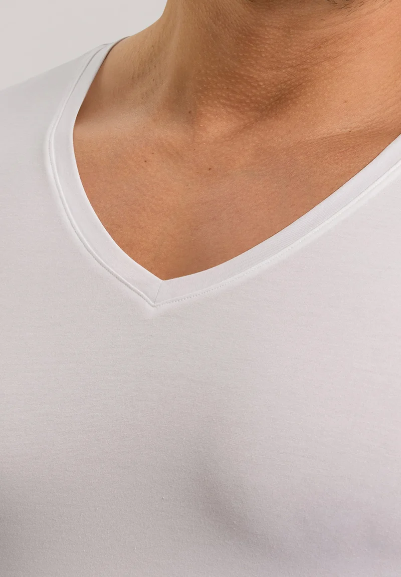 Cotton Superior S/SLV Shirt V-Neck | white 073089-070101