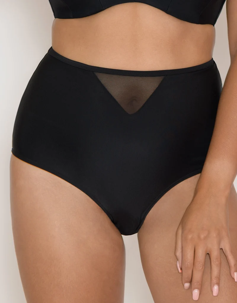 Curvy Kate Sheer Class High Waist Bikini Brief Black
