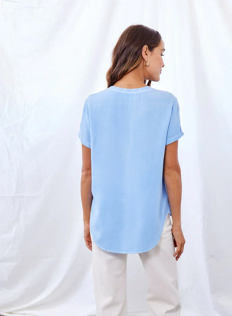 Blue Oasis V Neck