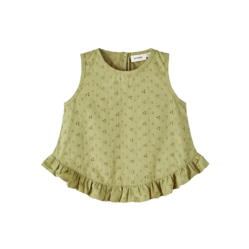 Lil' Atelier Top mit Rüschen und Stickerei - Hinna - Salbei