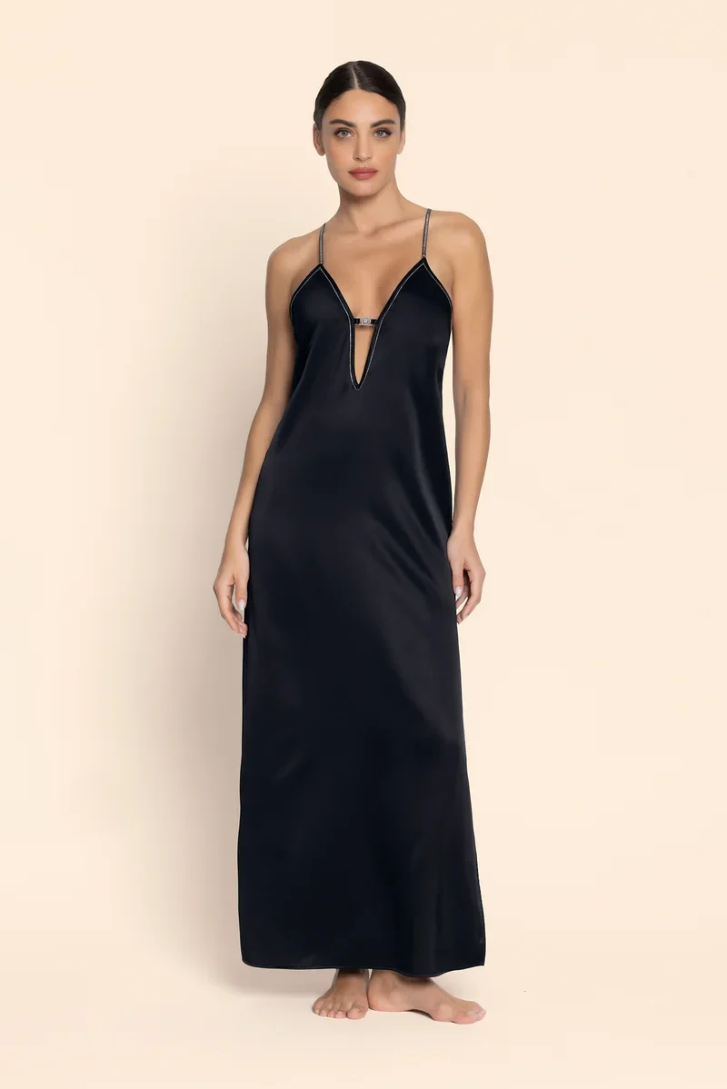 Lise Charmel - Cuir Sexy Couture Langes Kleid Noir Argent