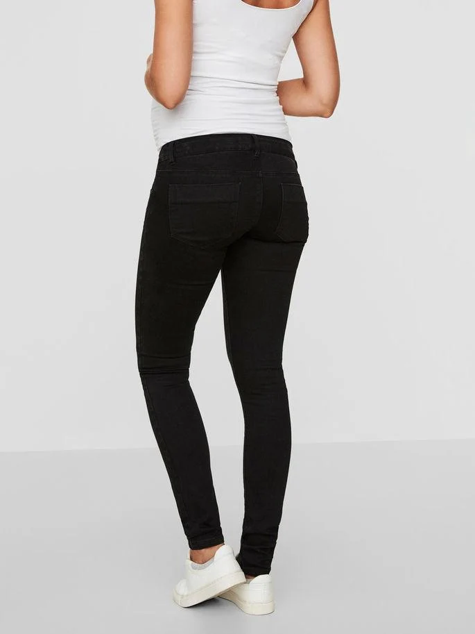 Mamalicious Slim-Fit-Jeans – Schwarz