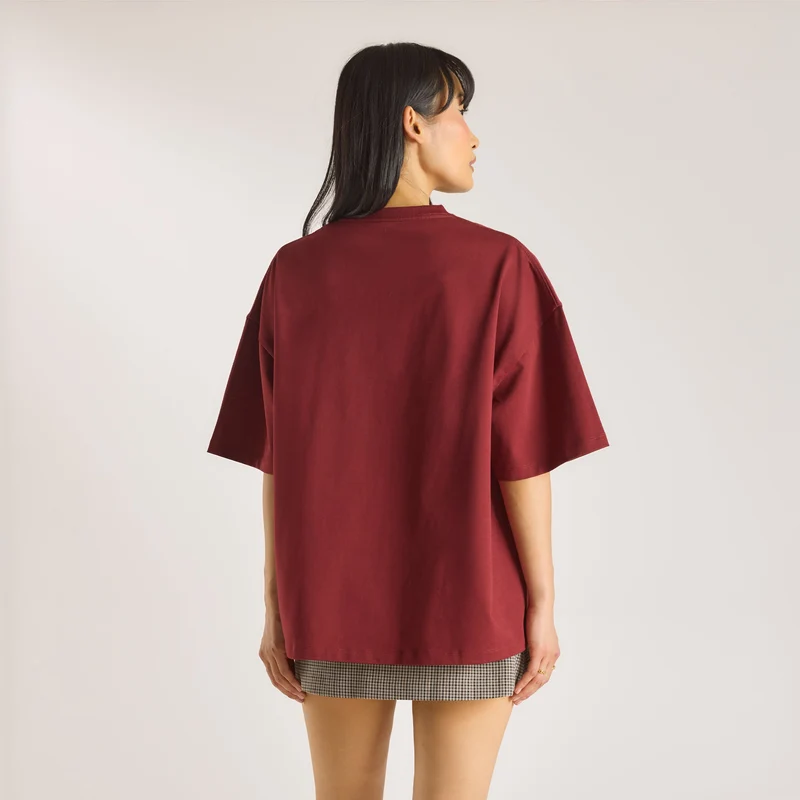 Oversized Graphic Tee - Burgundy