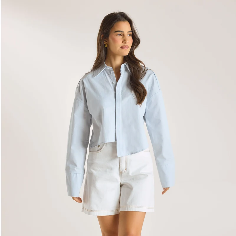 Asymmetric Shirt - Blue Stripe
