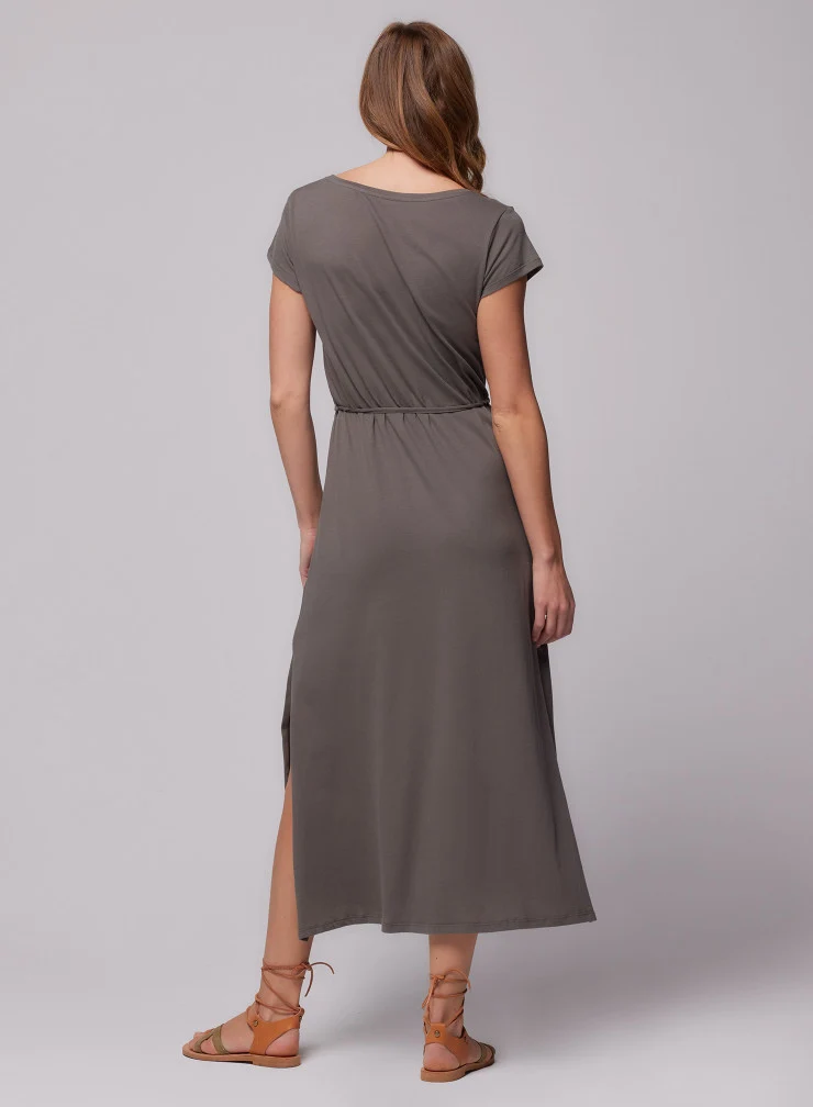 V Neck Dress Military