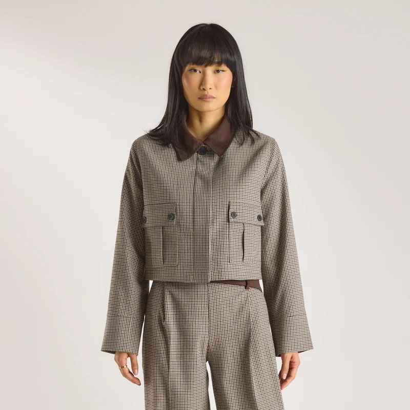 Houndstooth Jacket - Brown