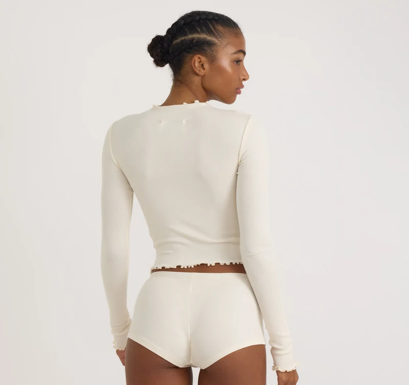 Core Rib Mock Neck Long Sleeve Tee