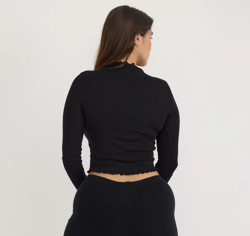 Core Rib Mock Neck Long Sleeve Tee