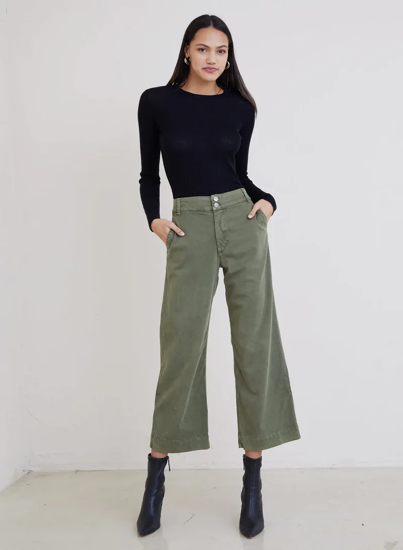 Saige Khaki Cropped Trouser