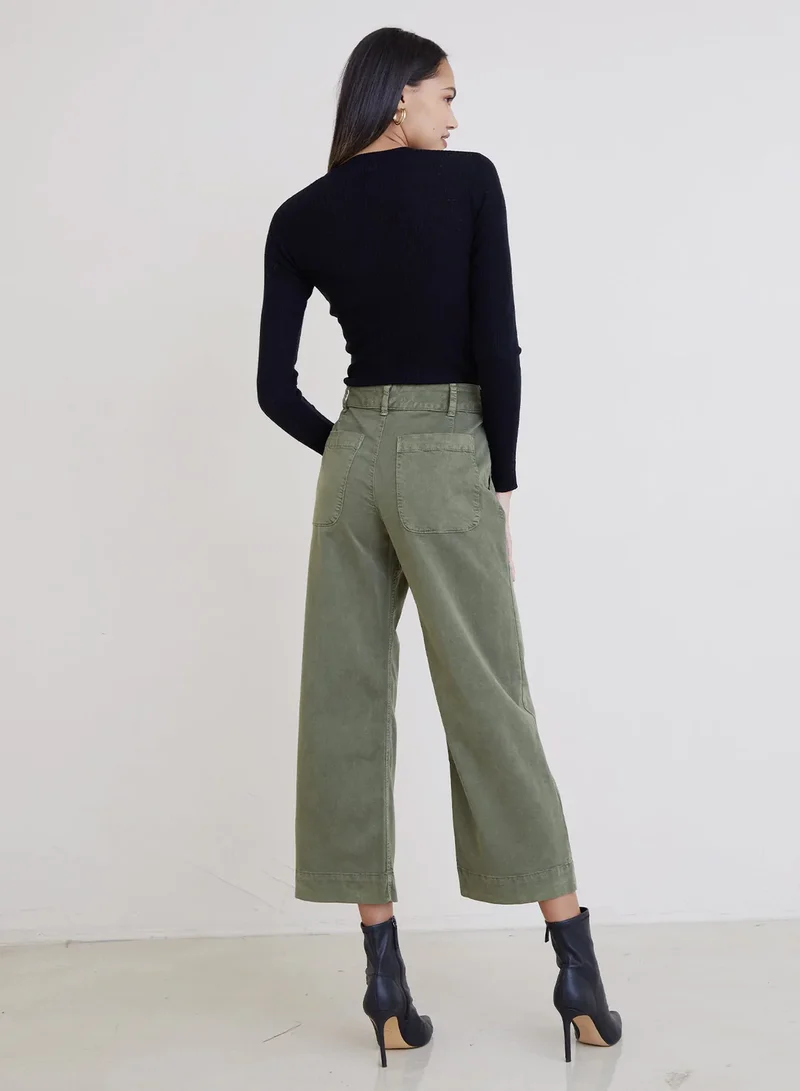 Saige Khaki Cropped Trouser