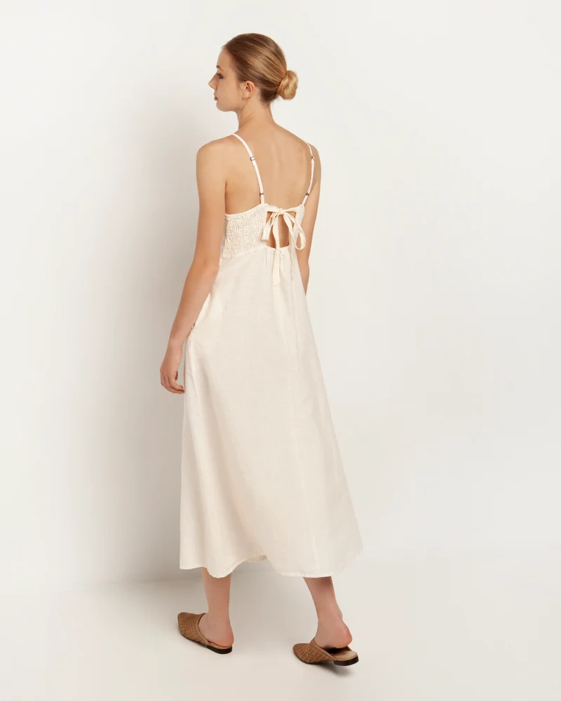 Midi Embroidered Strappy Dress