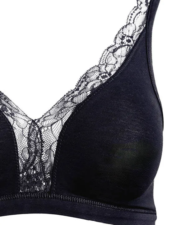 Cotton Lace Soft Cup Bra | black 072431-070019