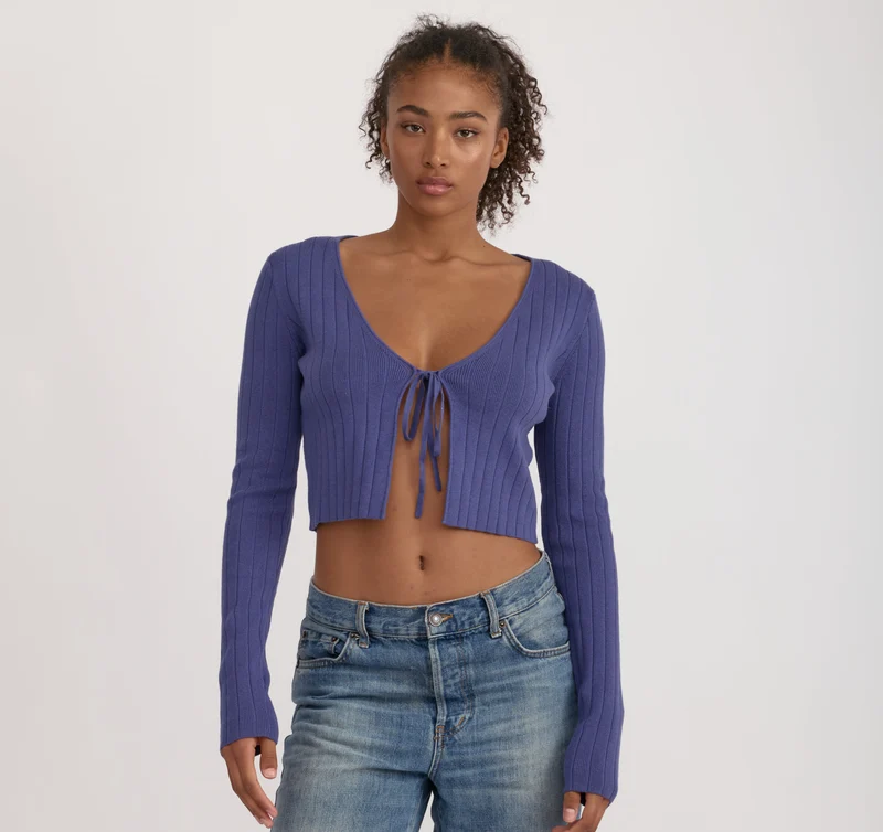 Soft Knit Rib Tie Cardigan