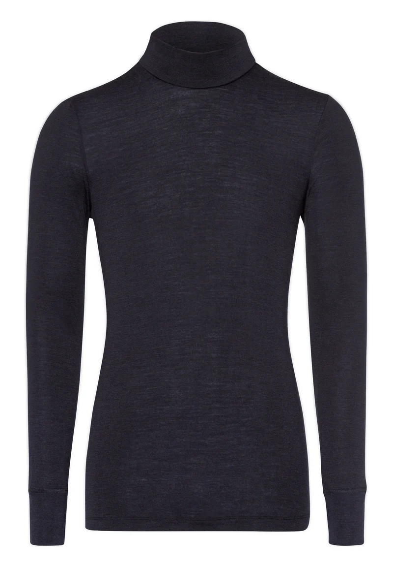 Woolen Silk Turtle-Neck Shirt | anthracite 073403-070176