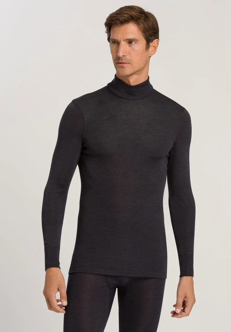 Woolen Silk Turtle-Neck Shirt | anthracite 073403-070176
