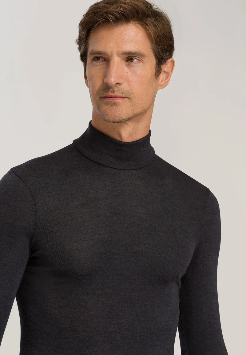 Woolen Silk Turtle-Neck Shirt | anthracite 073403-070176