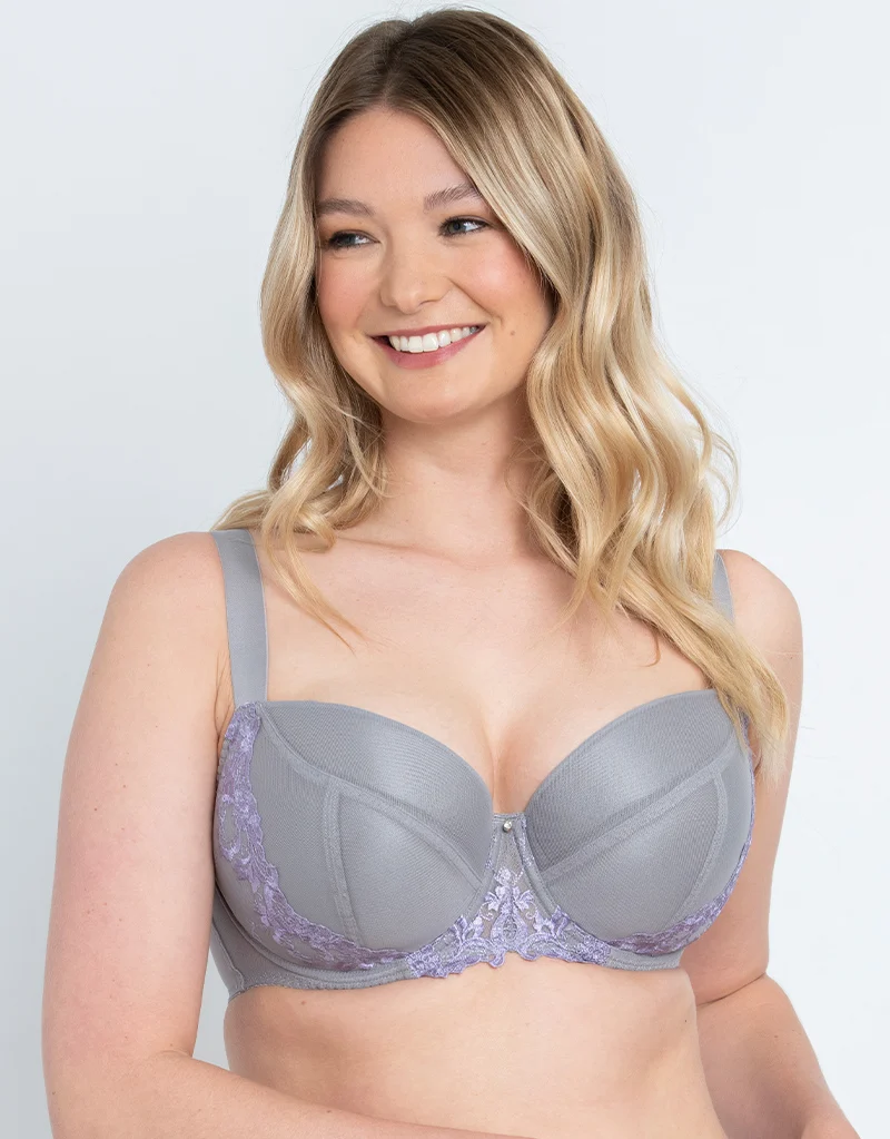 Flirtelle Holly Padded Balcony Bra Slate/Purple