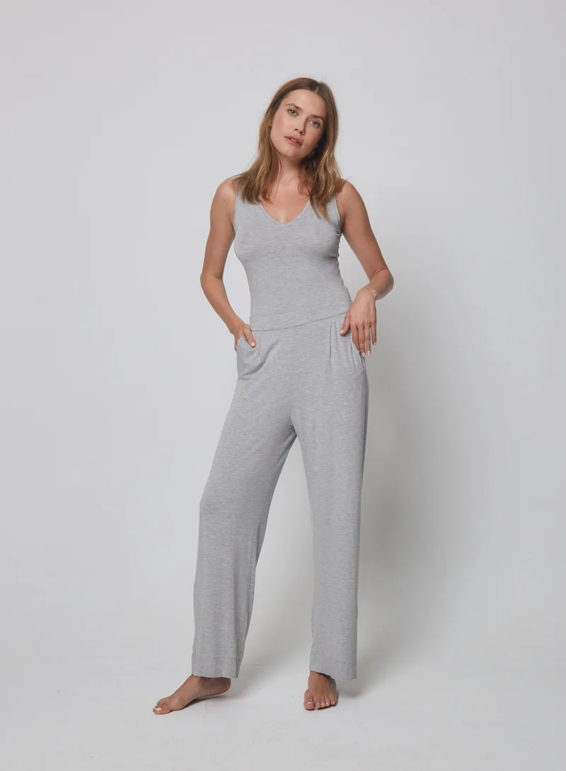 Wide Leg Trousers Heather Grey