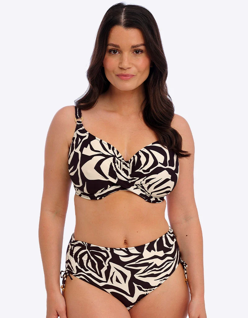 Fantasie Aruba Nights High Waist Bikini Brief Black & Cream Print