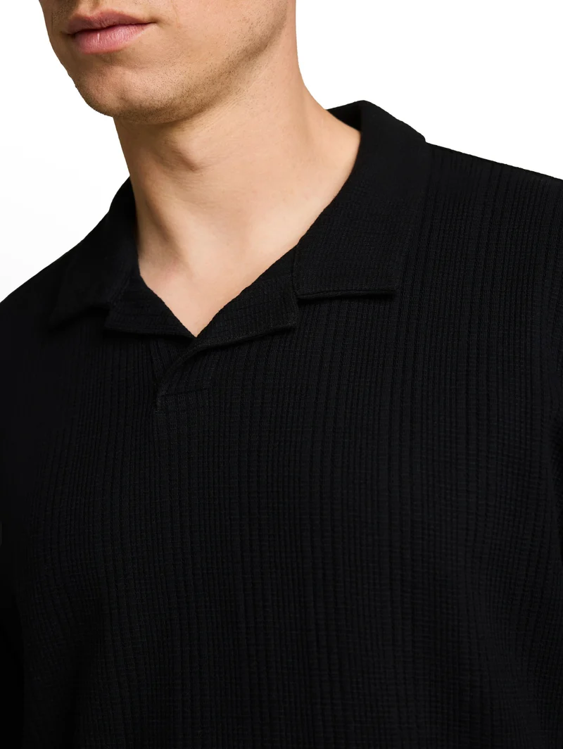 Relaxed Fit Poloshirt mit Waffelstruktur