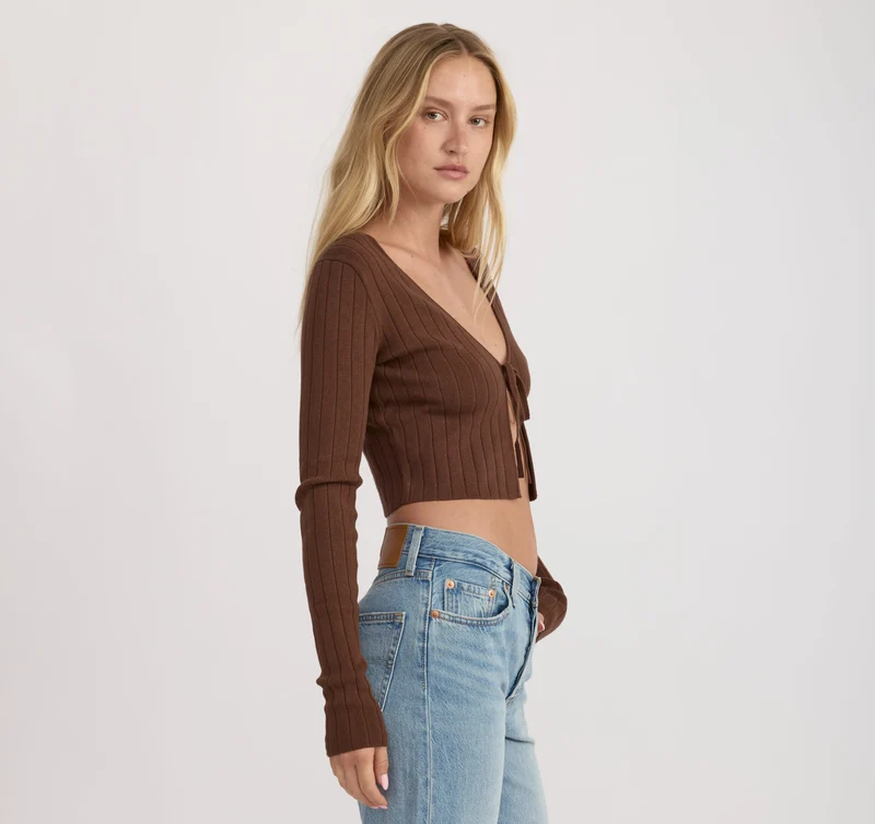 Soft Knit Rib Tie Cardigan