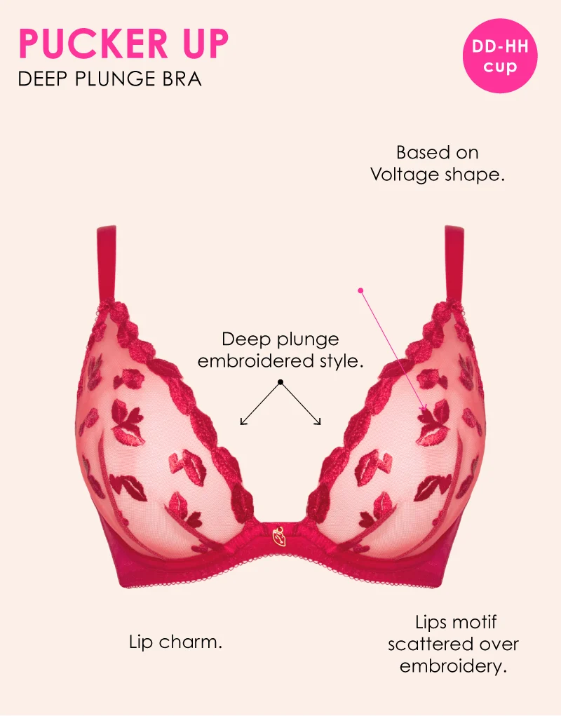 Curvy Kate Pucker Up Deep Plunge Bra Lipstick Red