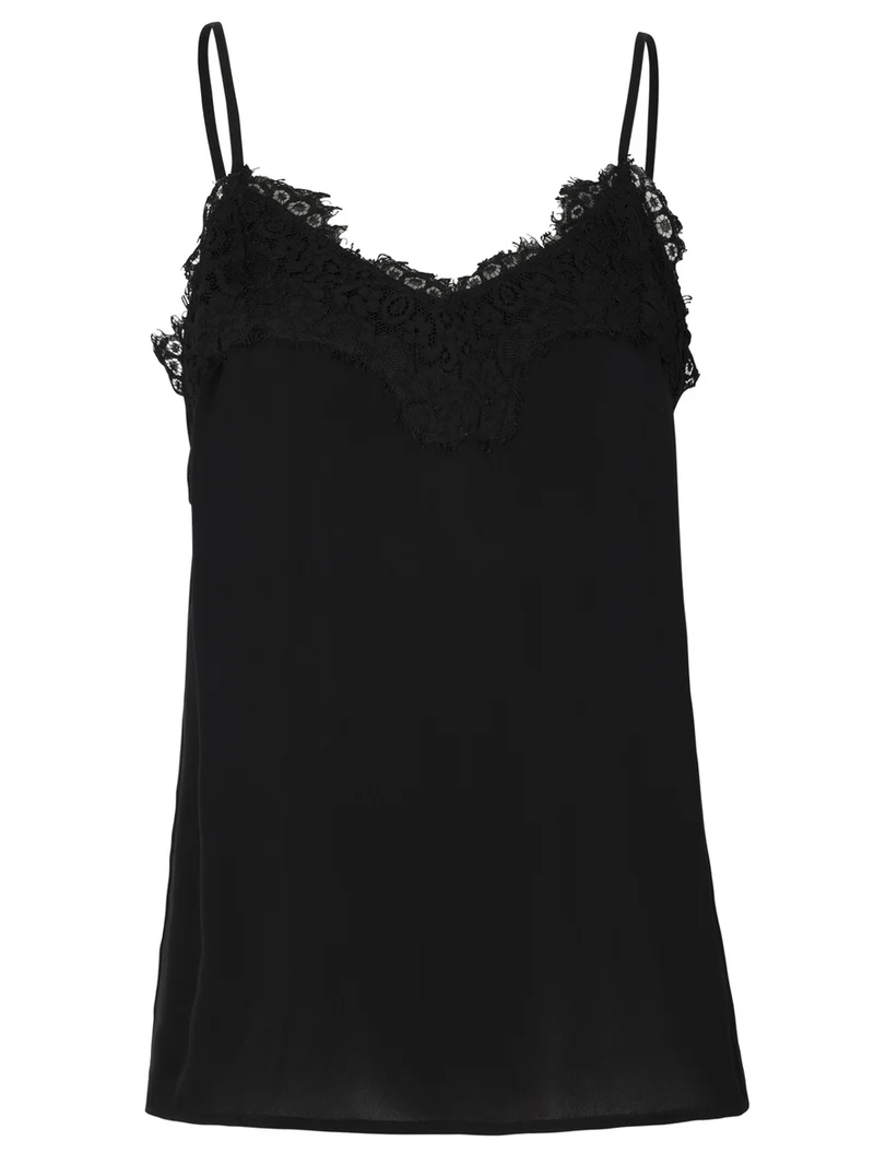 Silk Strappy Black Top