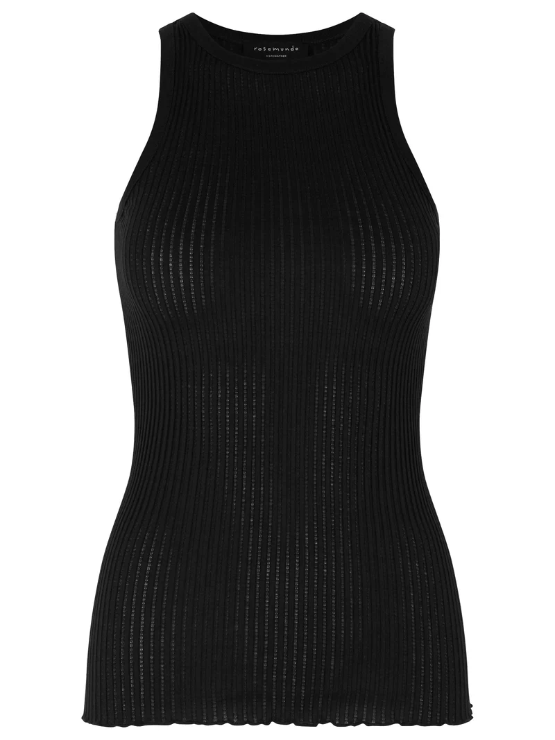 Ribbed Silk Black Top