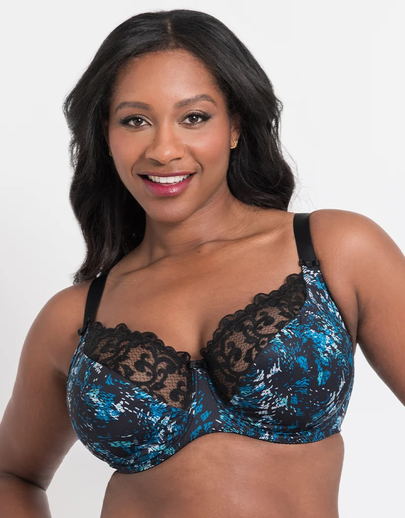 Flirtelle Swirl Balcony Bra Black/Blue Print